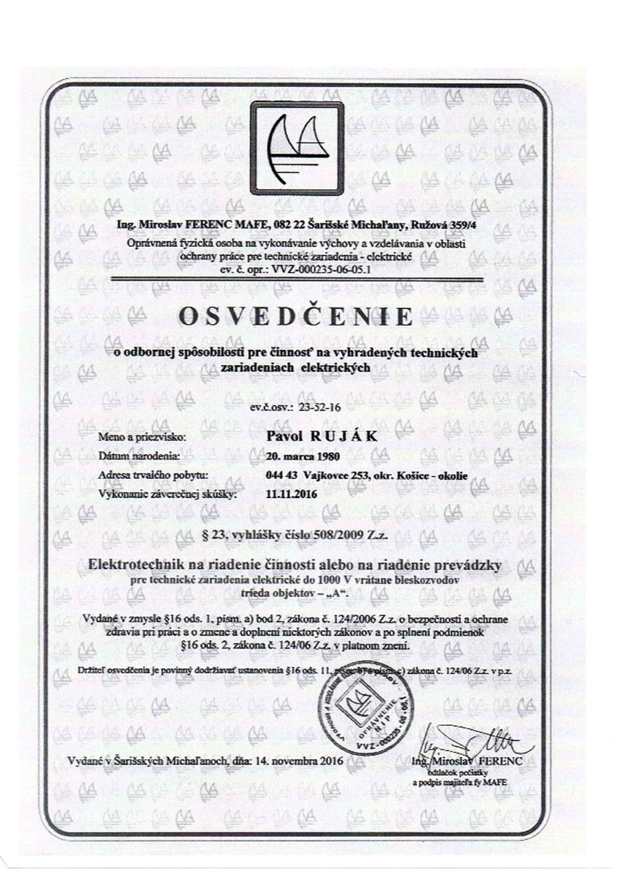 §23 Elektrotechnik na riadenie prevádzky